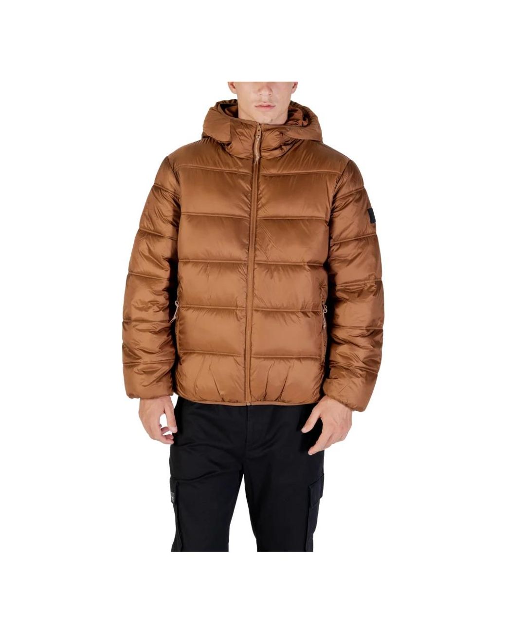 Tommy Hilfiger Jassen ,Bruin ,Capuchon Logo Puffer Jas in het Brown voor heren