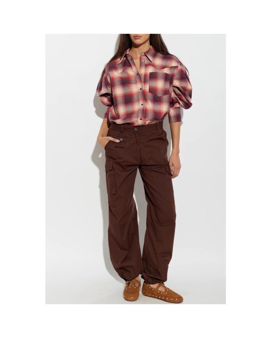 Ganni Brown Straight Trousers