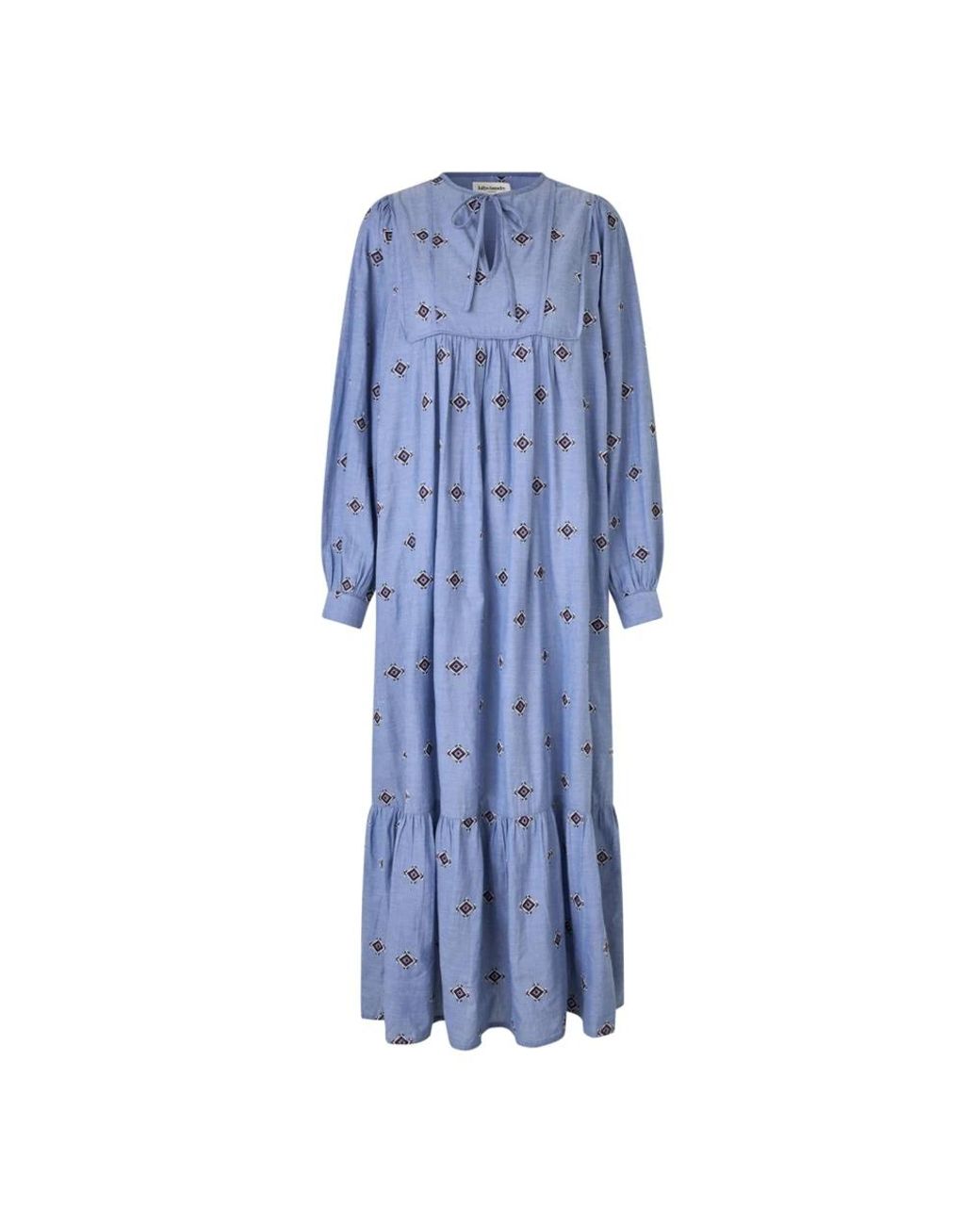 Lolly's Laundry Kleedjes ,Blauw ,Katoen Blauwe Maxi Jurk Met Geborduurd Patroon in het Blue