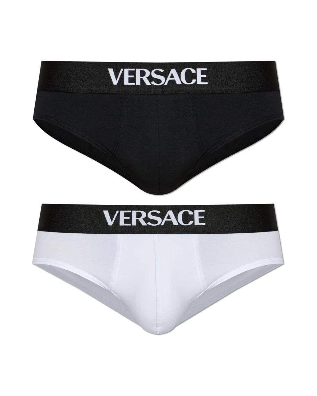 Versace Ondergoed ,Veelkleurig ,Katoen 2-Pack Katoenen Slips Met Logo in het Black voor heren