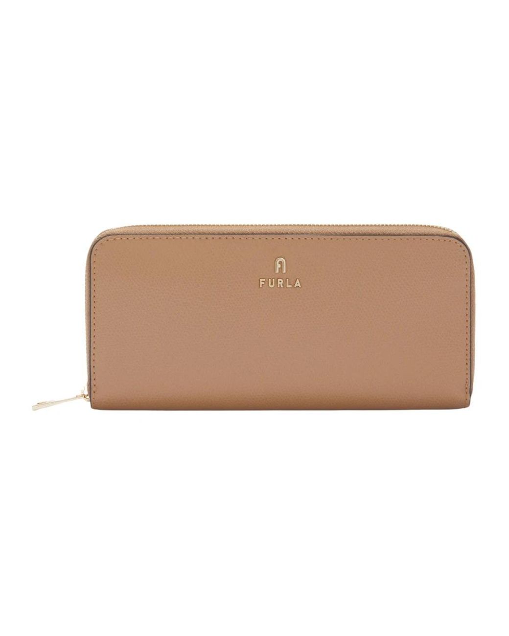 Furla Accessoires ,Bruin ,Leer Camelia Zip Around L in het Natural