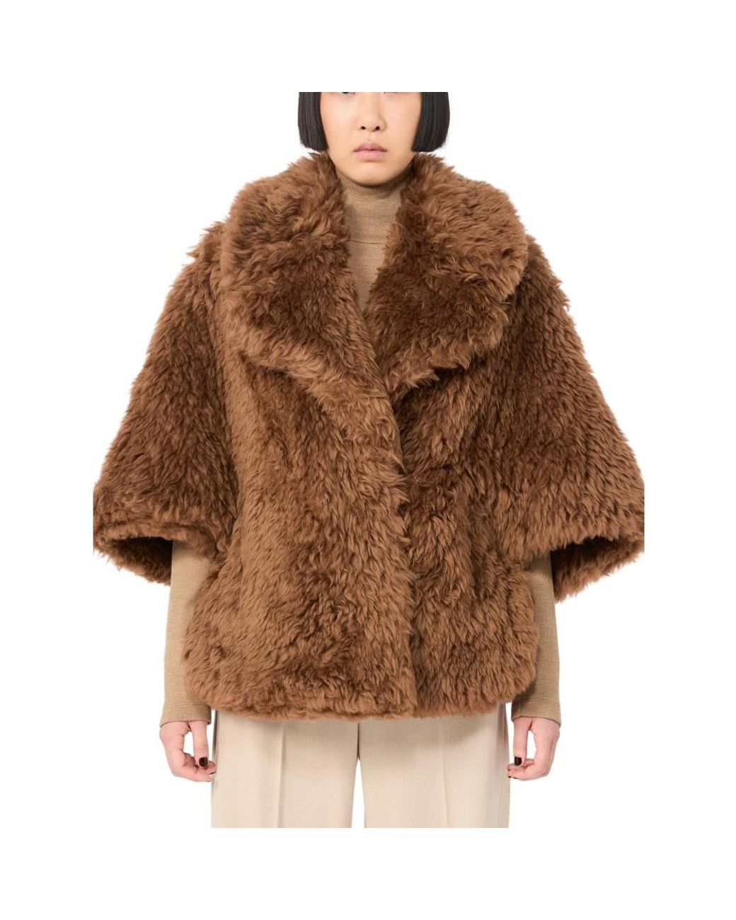 Max Mara Brown Faux Fur & Shearling Jackets