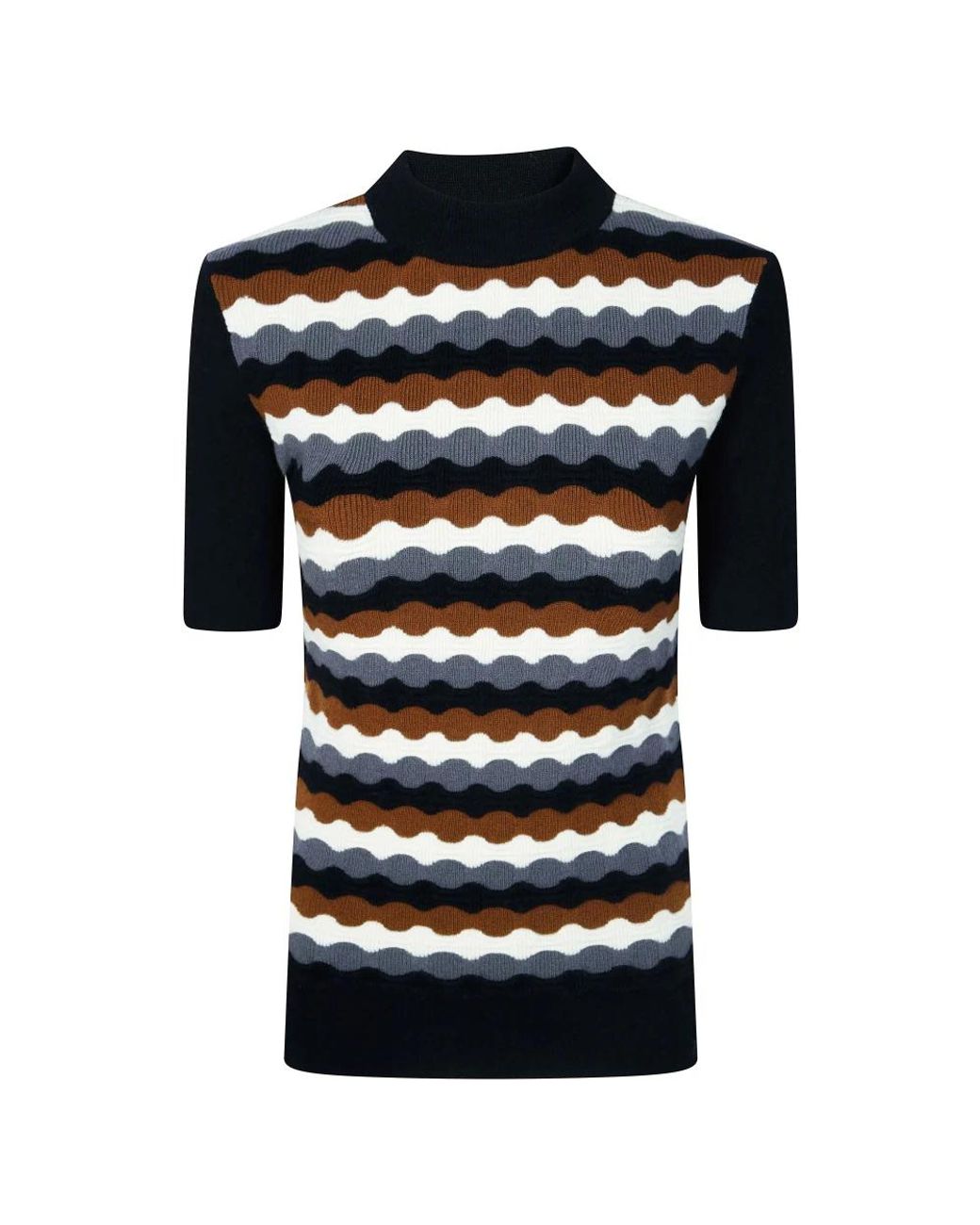 Marni Black Textured Knit Short-Sleeve Top