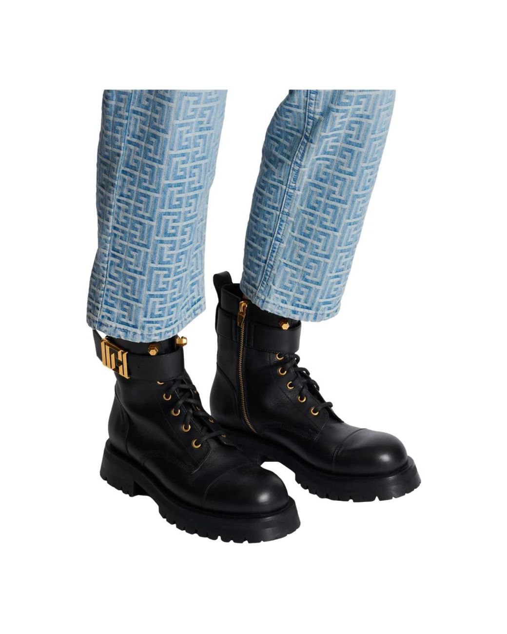 Balmain Black Lace-Up Boots