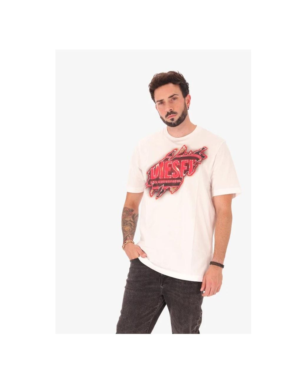 DIESEL White T-Shirts for men