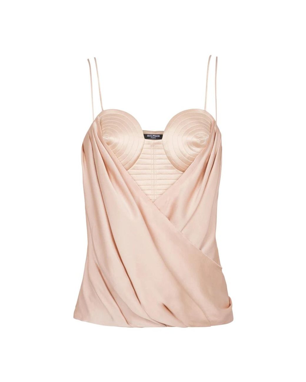 Balmain Tops ,Satijn Gestreepte Satijnen Bustiertop in het Natural