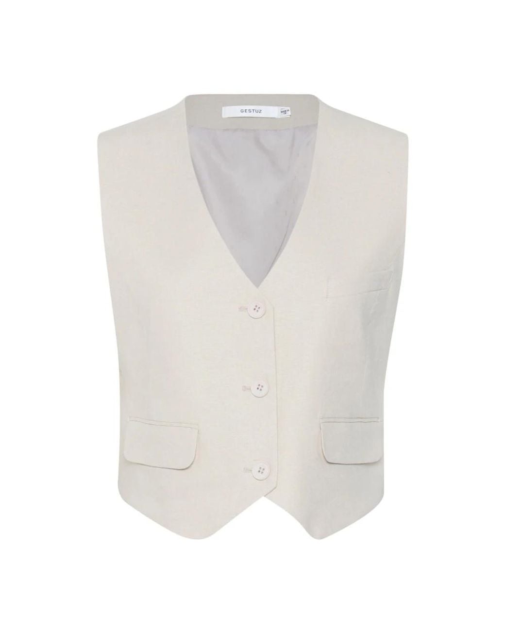 Gestuz Jassen ,Grijs ,Linnen Ancient Scroll Linen Waistcoat in het White