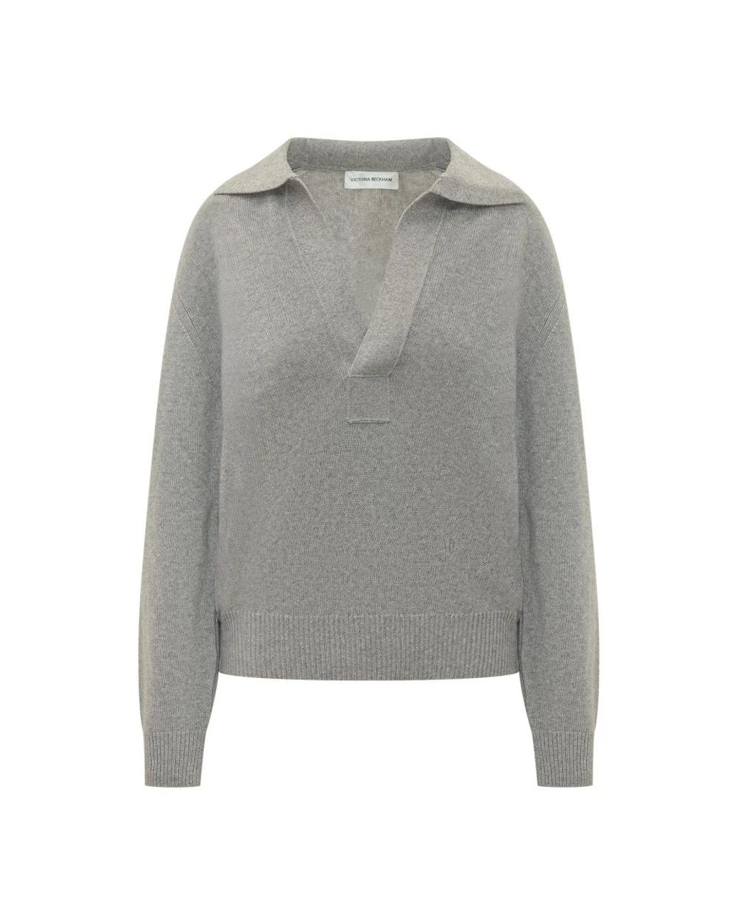 Victoria Beckham Gray V-Neck Knitwear