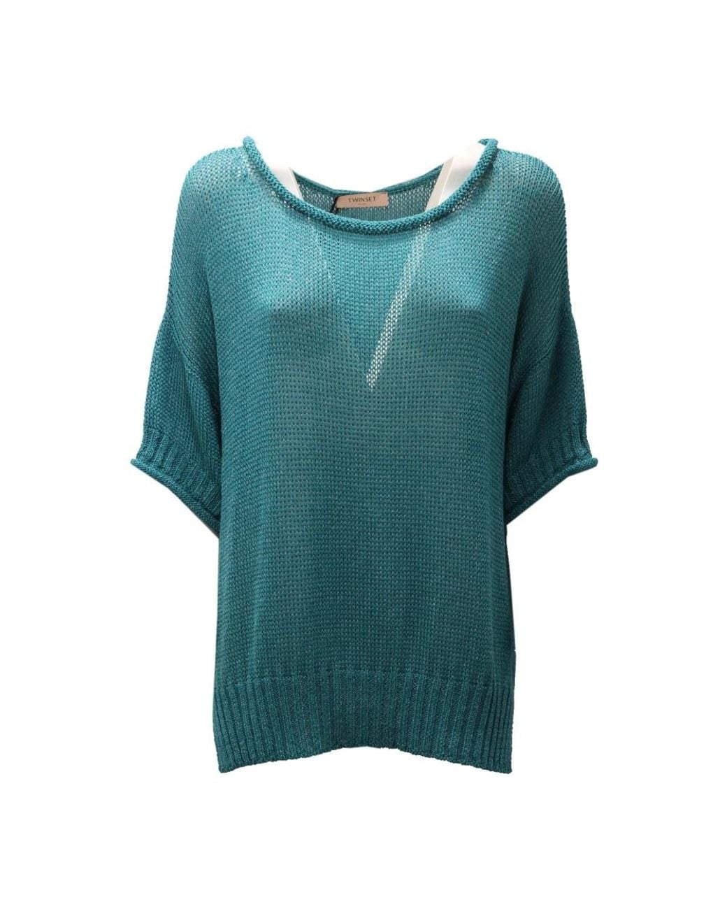 Twinset Blue Round-Neck Knitwear