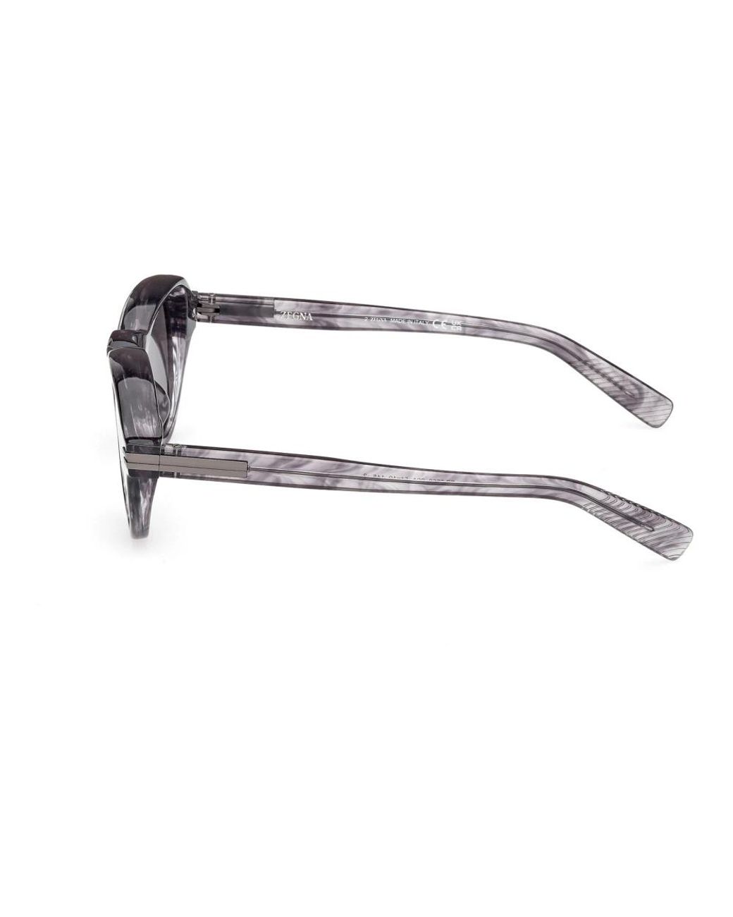 Zegna Gray Geometric Bold Rounded Sunglasses