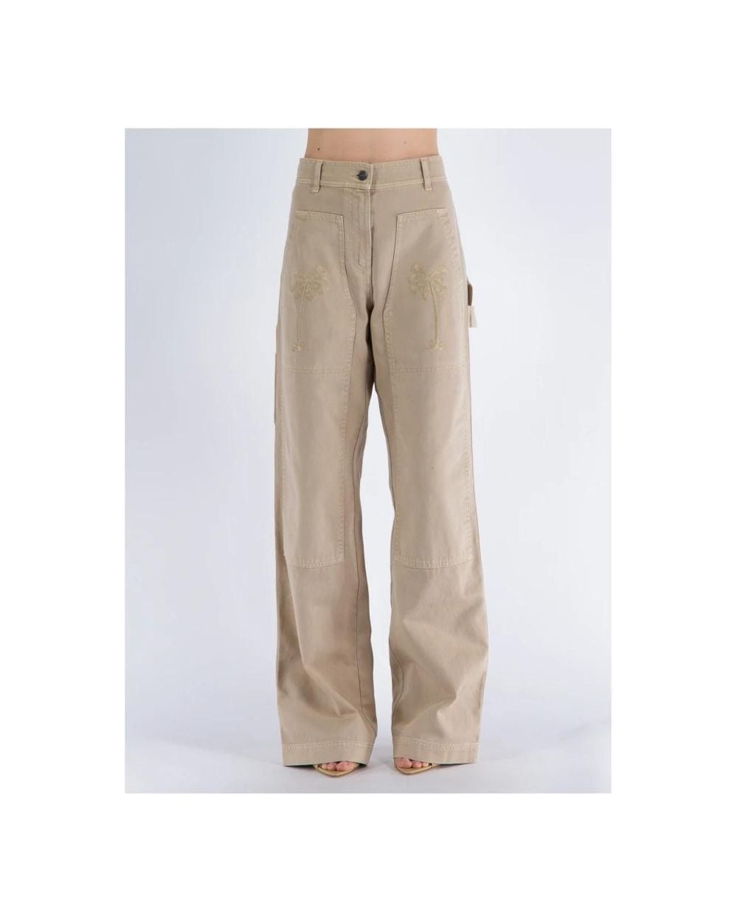 Palm Angels Natural Straight Trousers