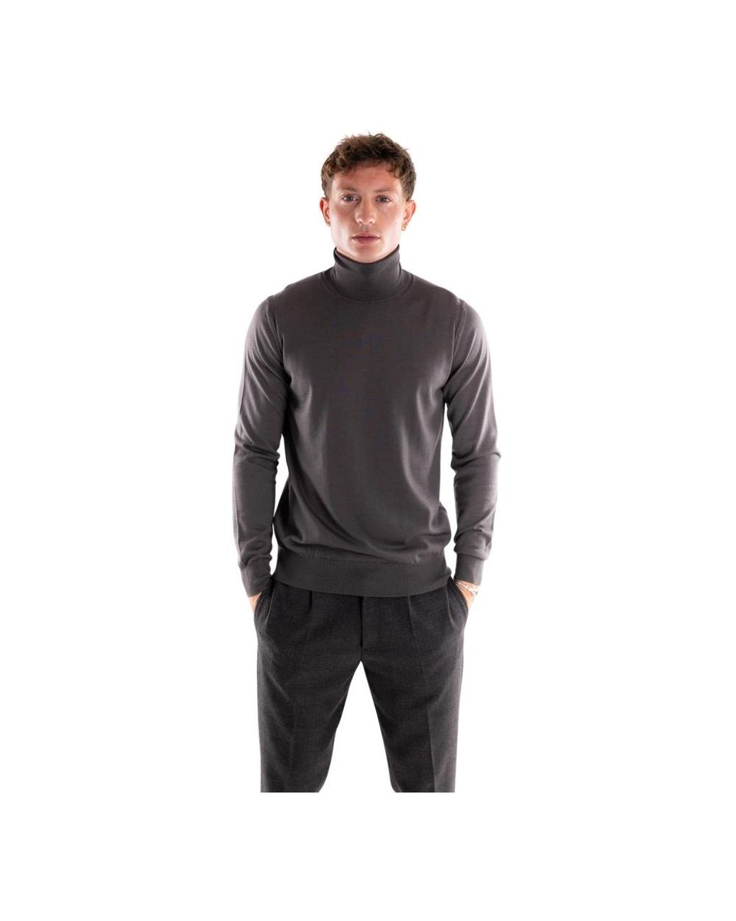 Paolo Pecora Truien & Vesten ,Grijs ,Wol Turtleneck Trui in het Gray voor heren