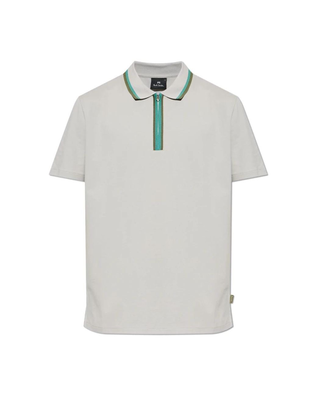 Paul Smith Quarter Zip Poloshirt in het White voor heren