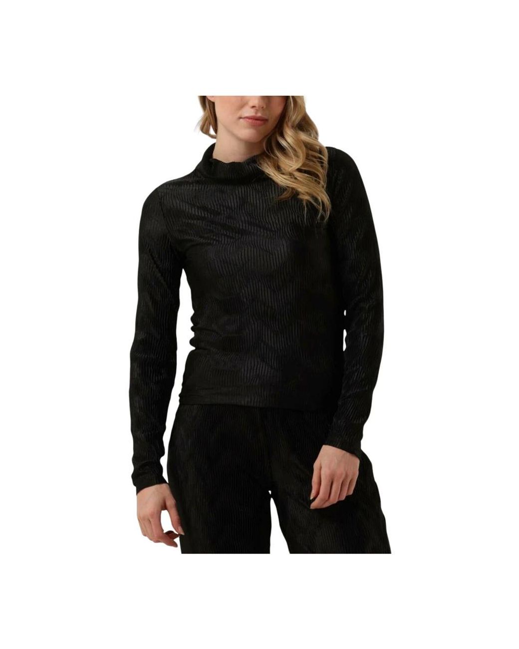 Another Label Tops ,Zwart ,Katoen Charlot Long Sleeve Top in het Black