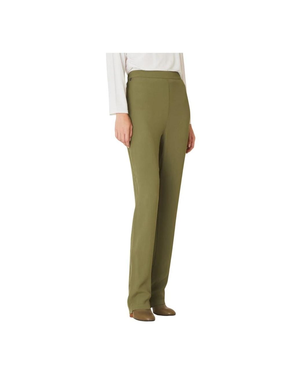 Manila Grace Green Straight Trousers