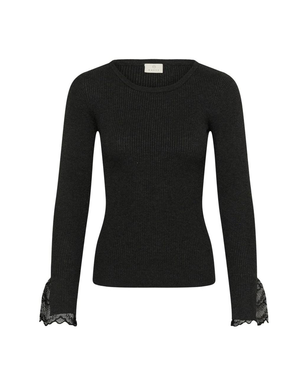 Kaffe Black Strickpullover Mit Rundhalsausschnitt