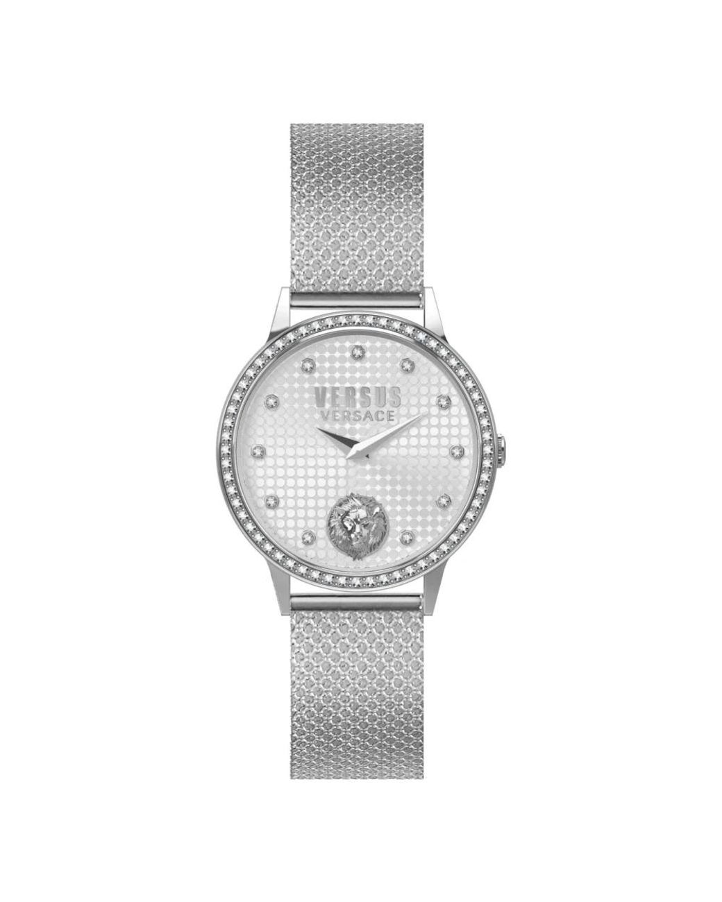 Versus Accessoires ,Grijs ,Kristal Strandbank Dameshorloge in het Metallic