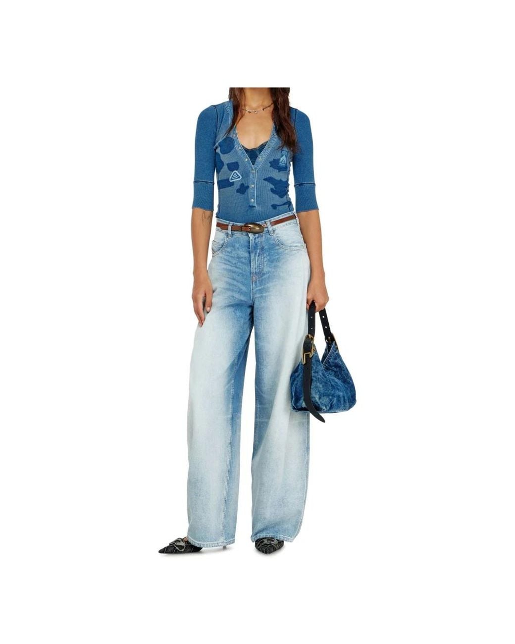 DIESEL Blue V-Neck Knitwear