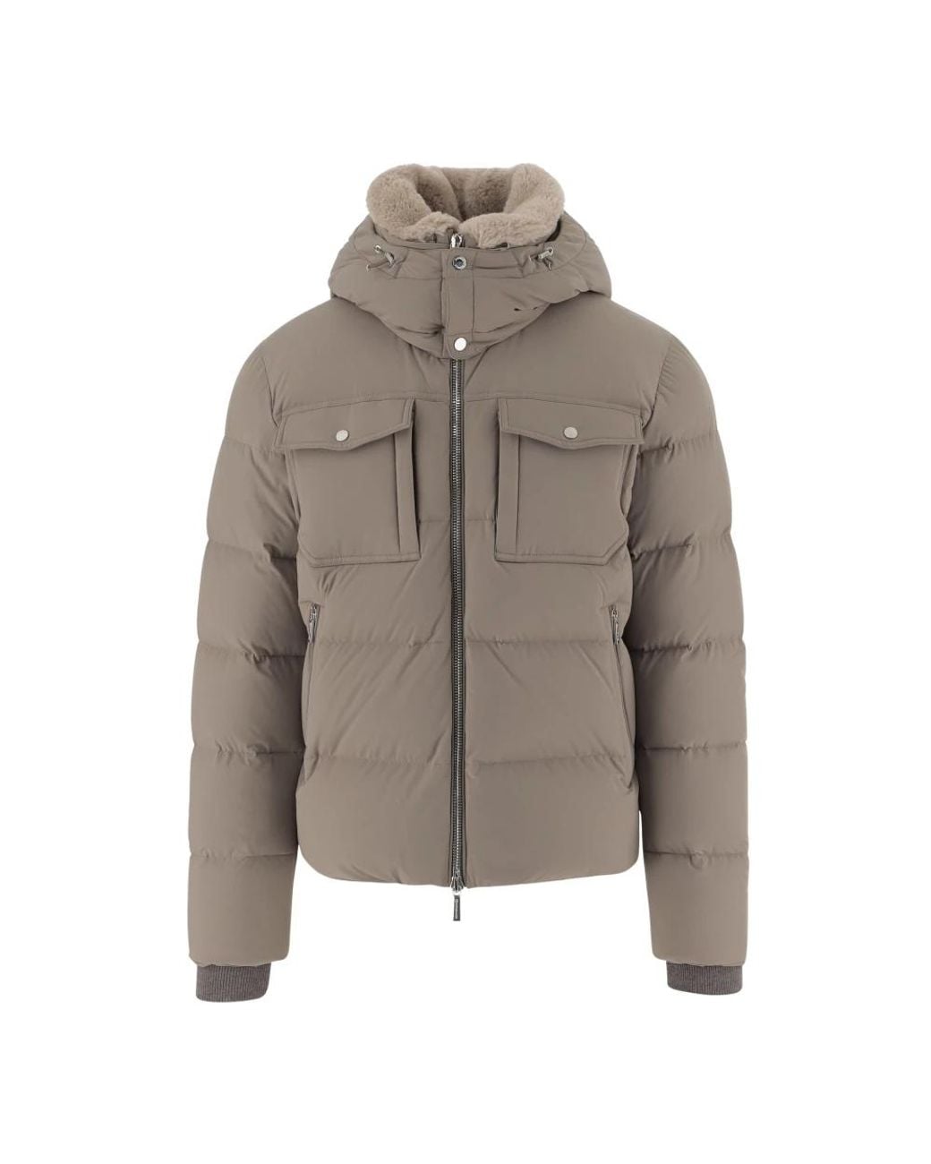 Moorer Jassen ,Nylon Nylon Donsjas Hoge Kraag Capuchon in het Gray voor heren