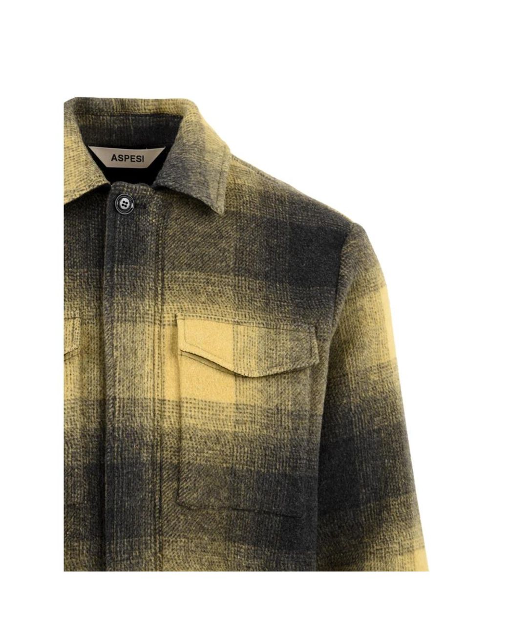 Aspesi Jassen ,Geel ,Knoopsluiting Aan De Voorkant Zij- En Voorkantzakken in het Green voor heren