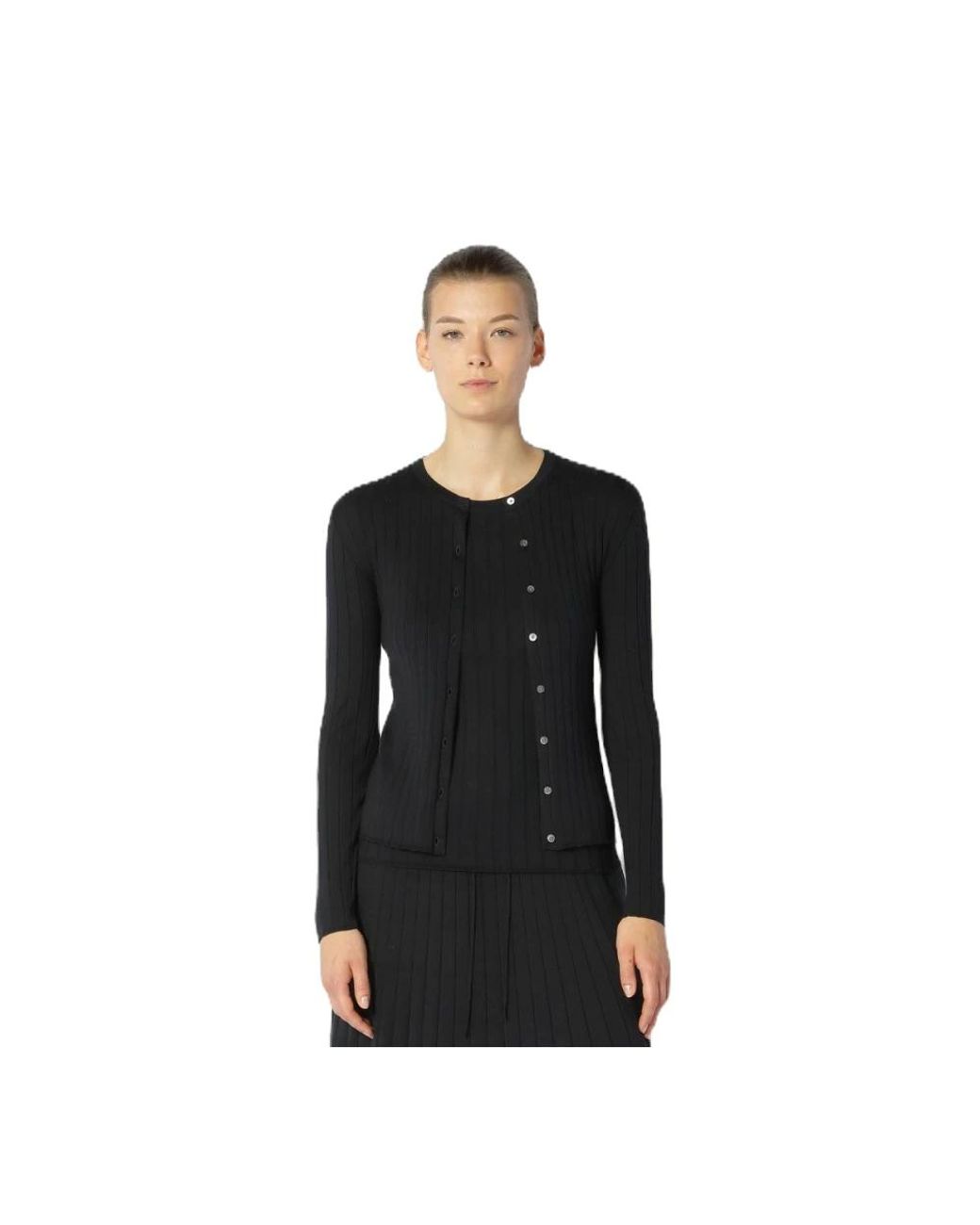 SMINFINITY Truien & Vesten ,Zwart ,Silky Rib Crew Jacket in het Black