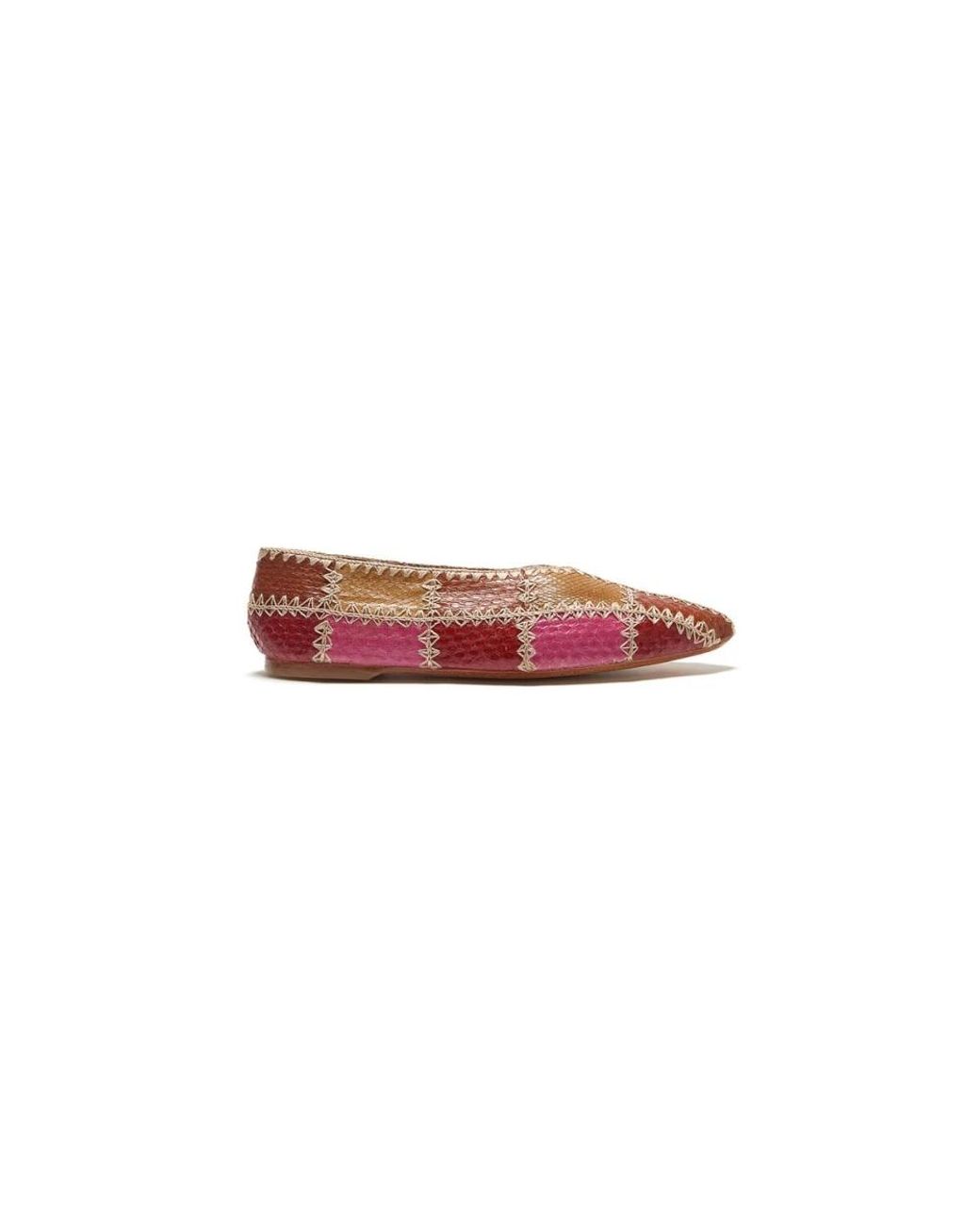 Maliparmi Schoenen ,Roze ,Leer Patchwork Thread Ballet Flat in het Pink