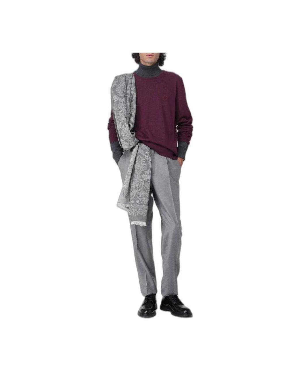 Etro Purple Round-Neck Knitwear for men