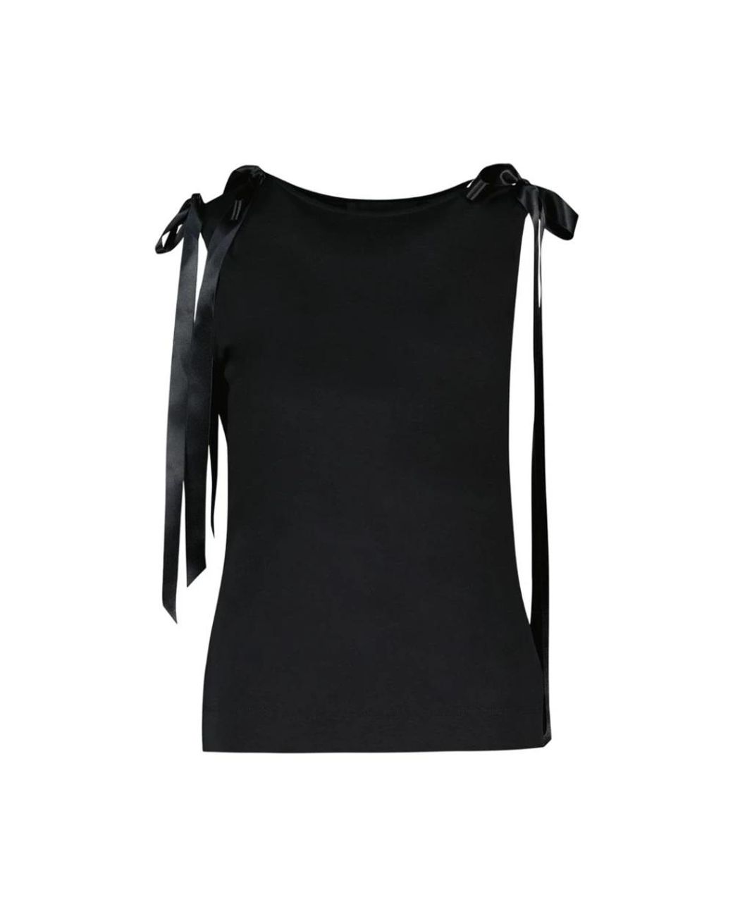 Simone Rocha Black Bow Ribbon Tail Tank Top