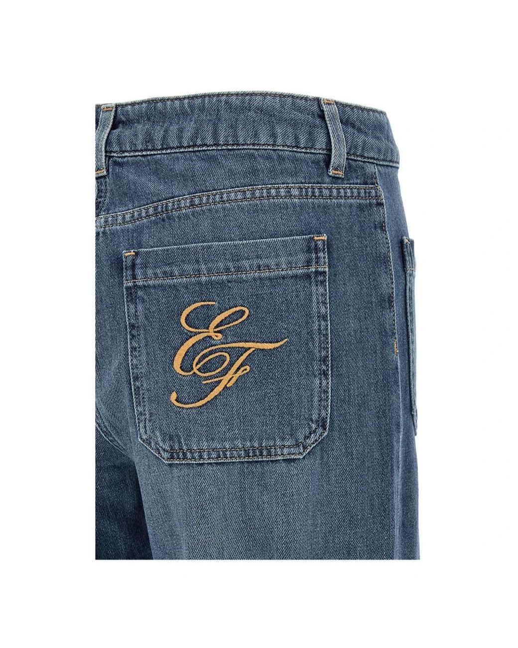 Elisabetta Franchi Blue Straight Fit Jeans