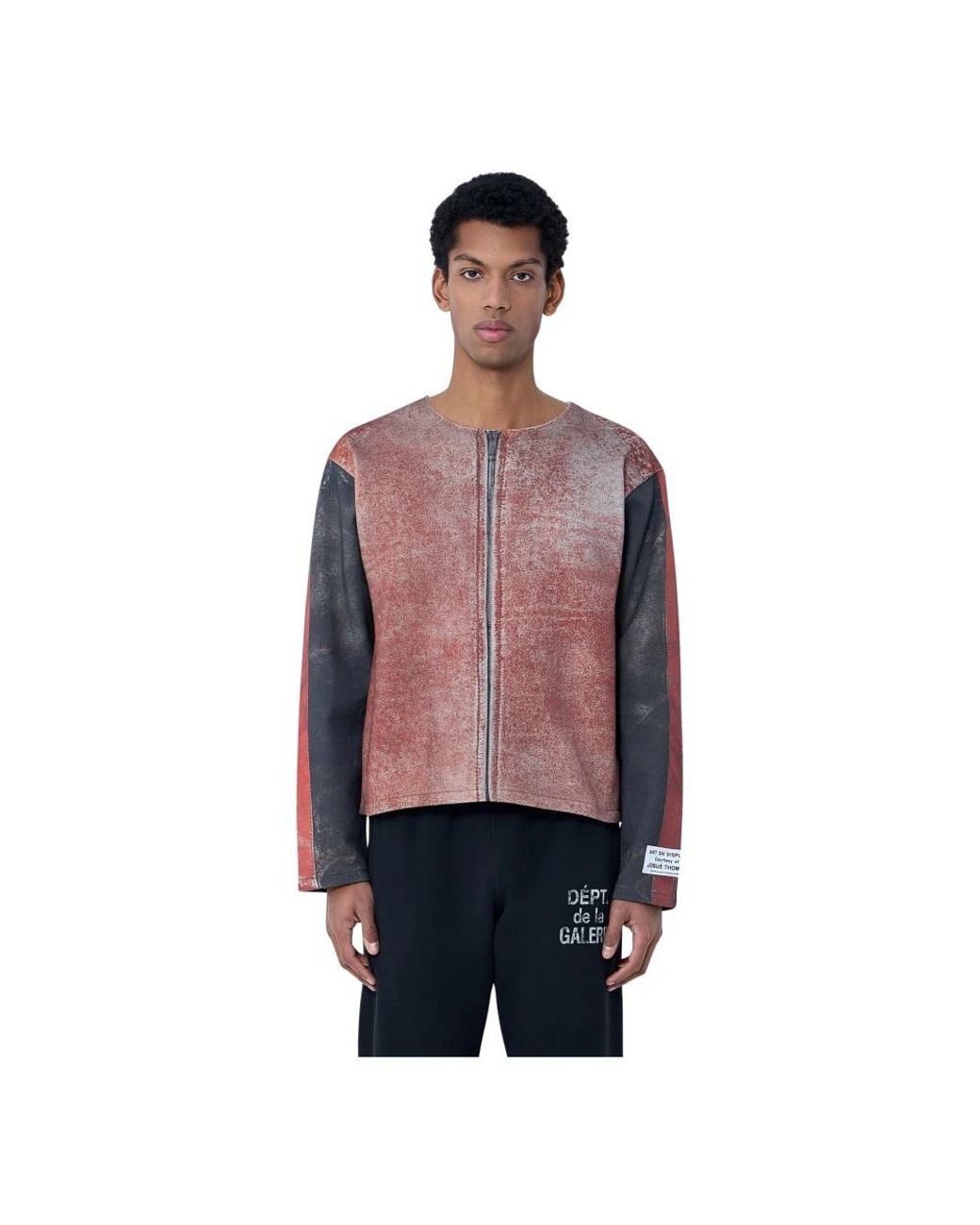 GALLERY DEPT. Hoodies & Sweatvesten ,Bruin ,Katoen Raw-Edge Zip-Print Top in het Red voor heren