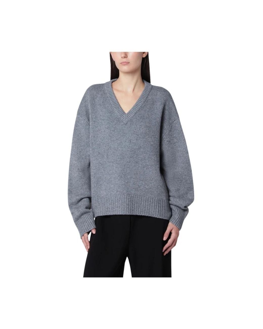 Almala Gray V-Neck Knitwear