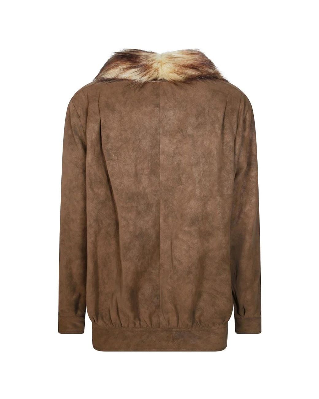 MM6 by Maison Margiela Brown Faux Fur & Shearling Jackets