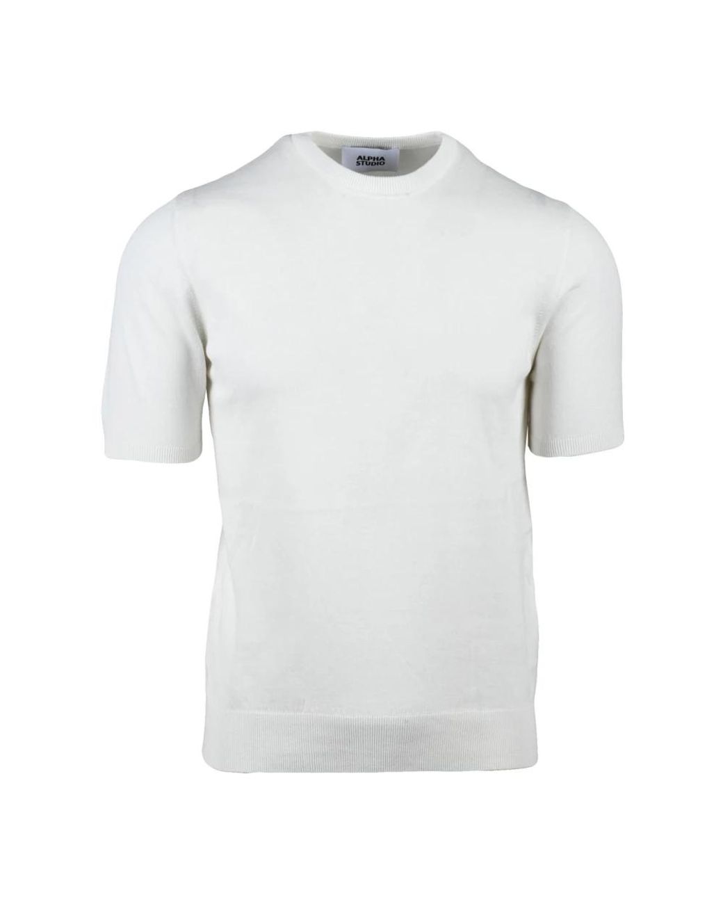 Alpha Studio White Round-Neck Knitwear for men