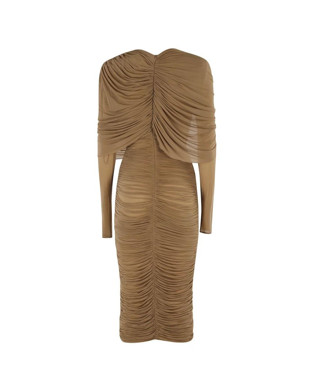 Magda Butrym Natural Draped Cape Dress
