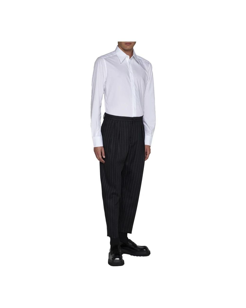 Dolce & Gabbana Pinstripe Wool Tapered Hosen in Black für Herren