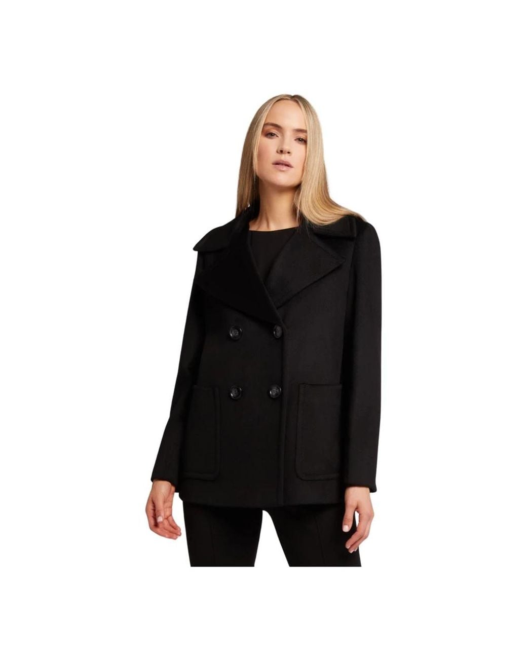 Elena Miro Black Double-Breasted Coats