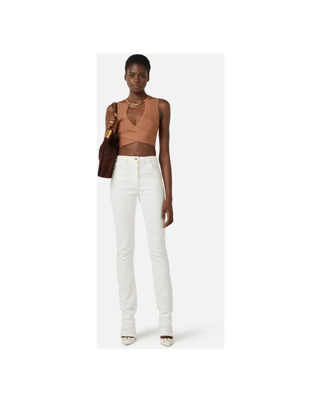 Elisabetta Franchi White Straight Fit Jeans