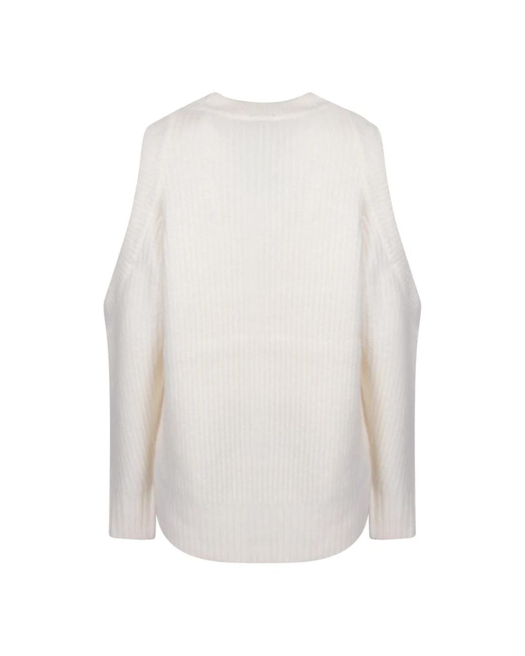 Ganni White Round-Neck Knitwear