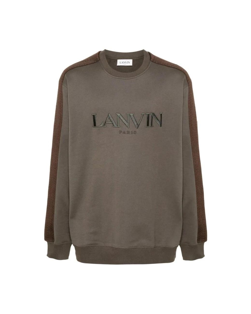 Lanvin Brown Embroidered Logo Cotton Sweatshirt for men