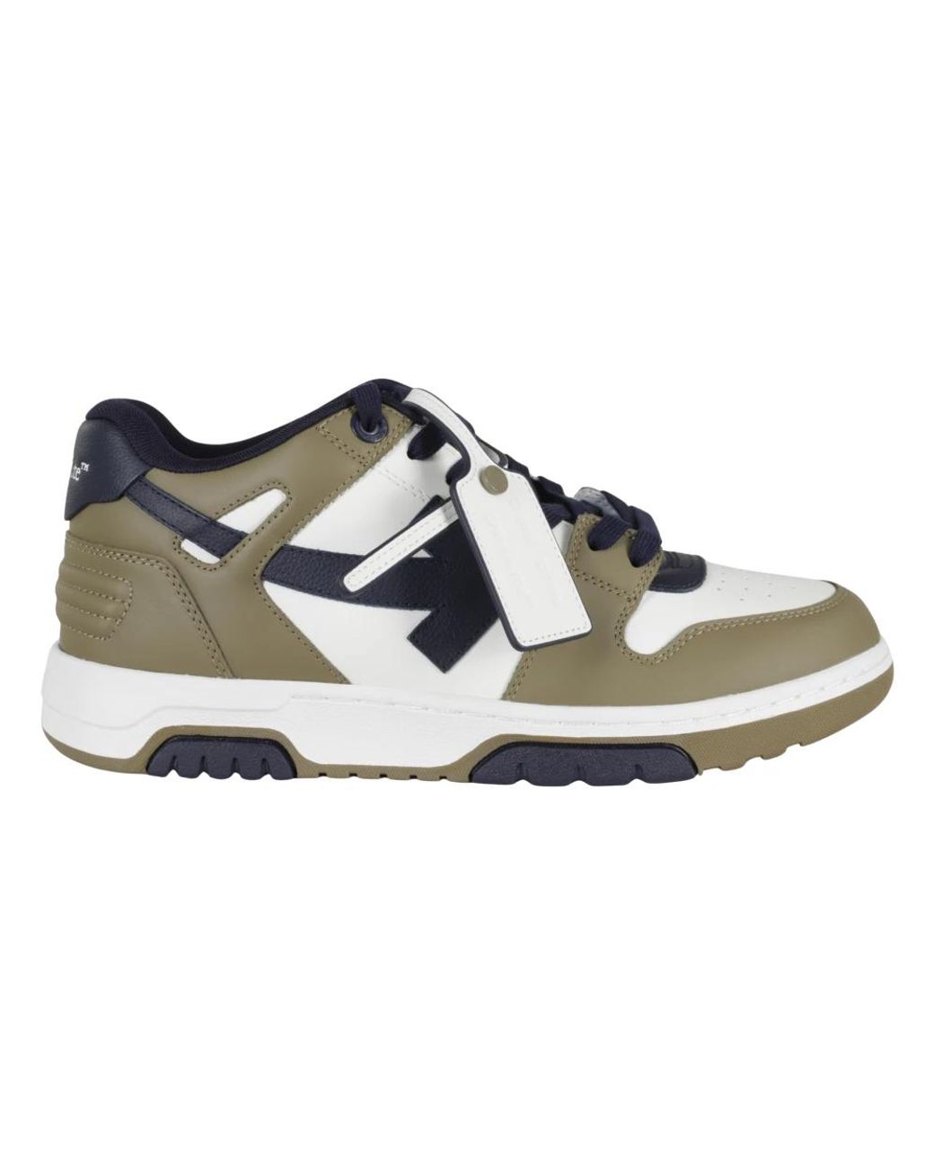 Off-White c/o Virgil Abloh White Dark Khaki Out Of Office Leather Rubber Sneakers for men