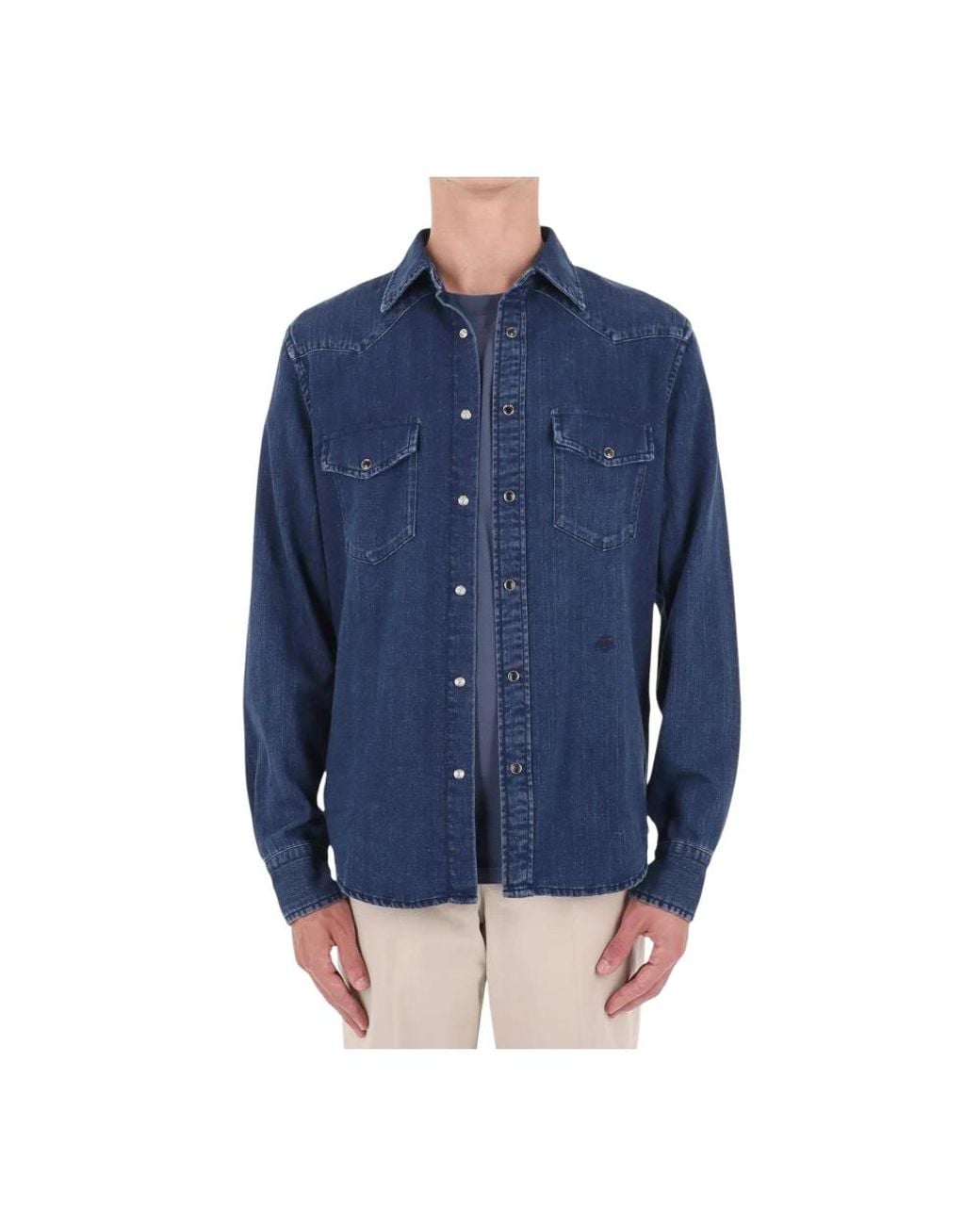 Jacob Cohen Blue Denim Shirts for men
