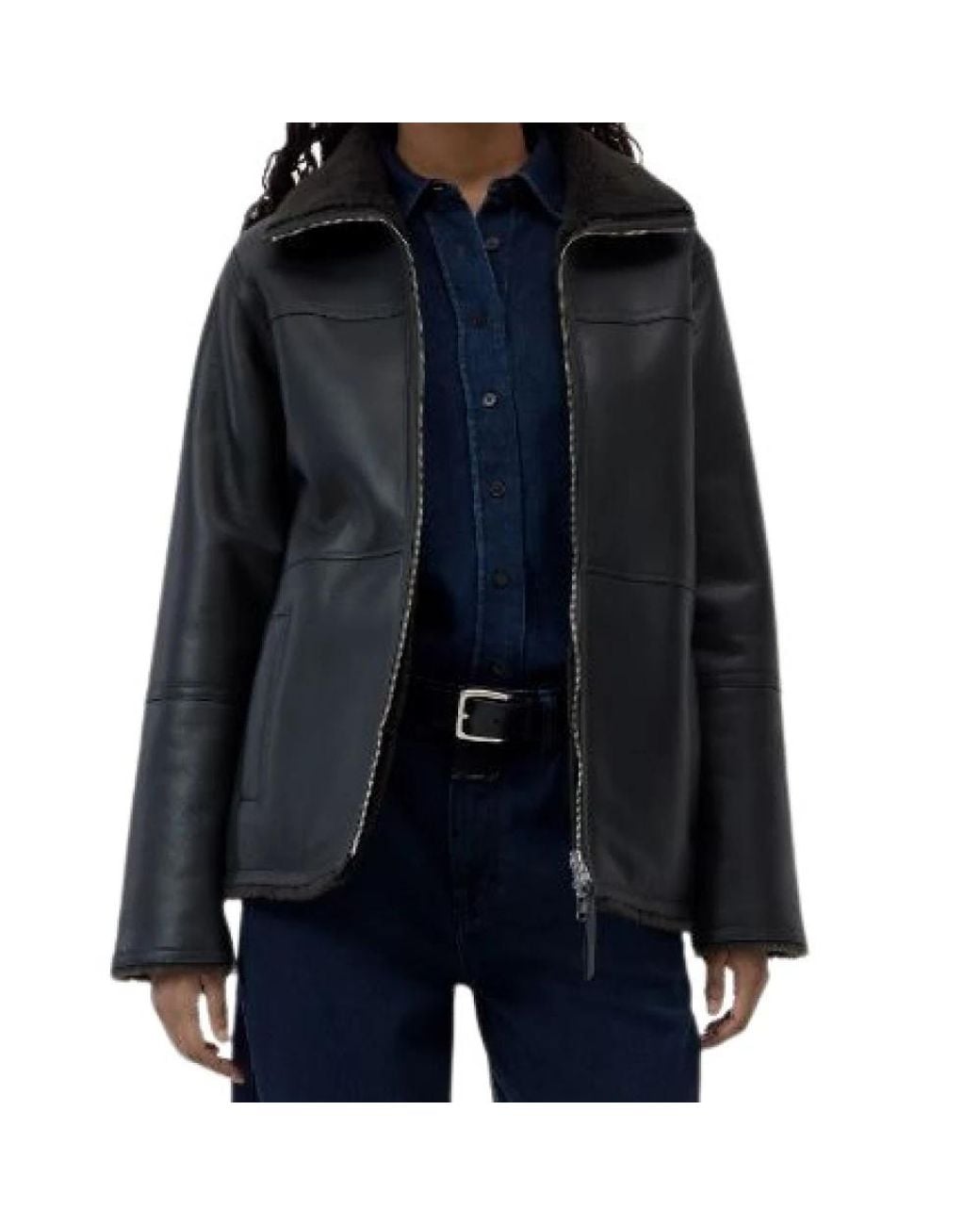 Closed Blue Faux Fur & Shearling Jackets