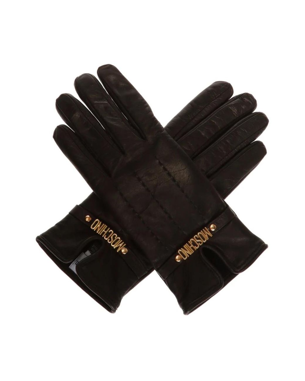 Moschino Black Lederhandschuhe mit Logo