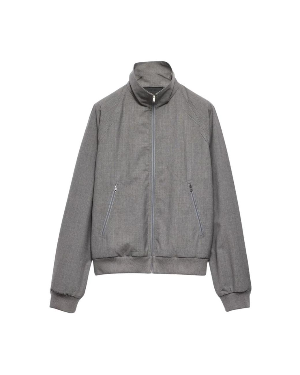 Prada Jassen ,Grijs ,Lichtgewicht Zip-Up Jas Met Hoge Kraag En Zakken Aan De Voorkant in het Gray voor heren