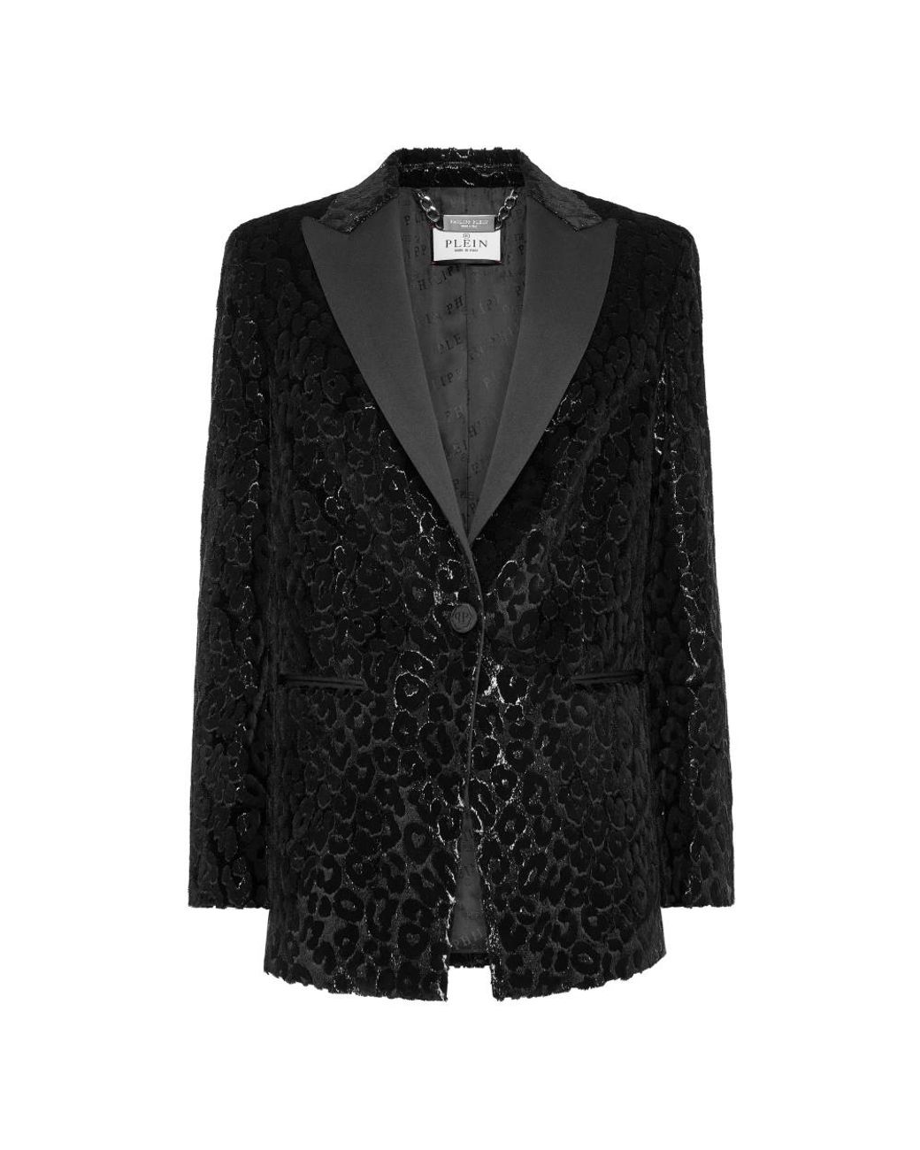 Philipp Plein Jassen ,Zwart ,Velvet Blazer Lord Fit in het Black