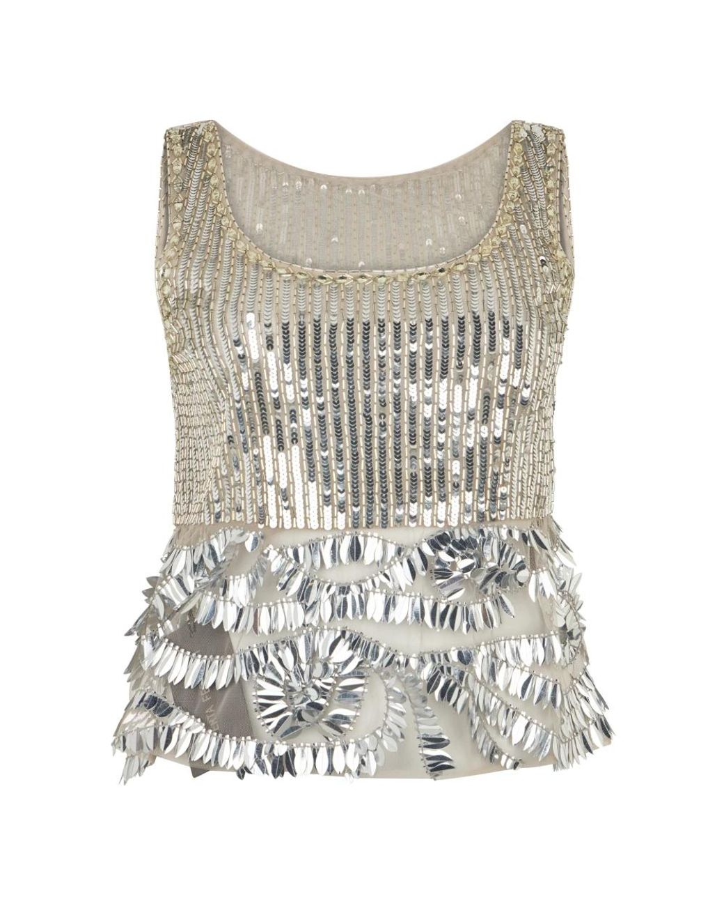 Alberta Ferretti Tops ,Grijs ,Pailletten Sequin Top in het Gray