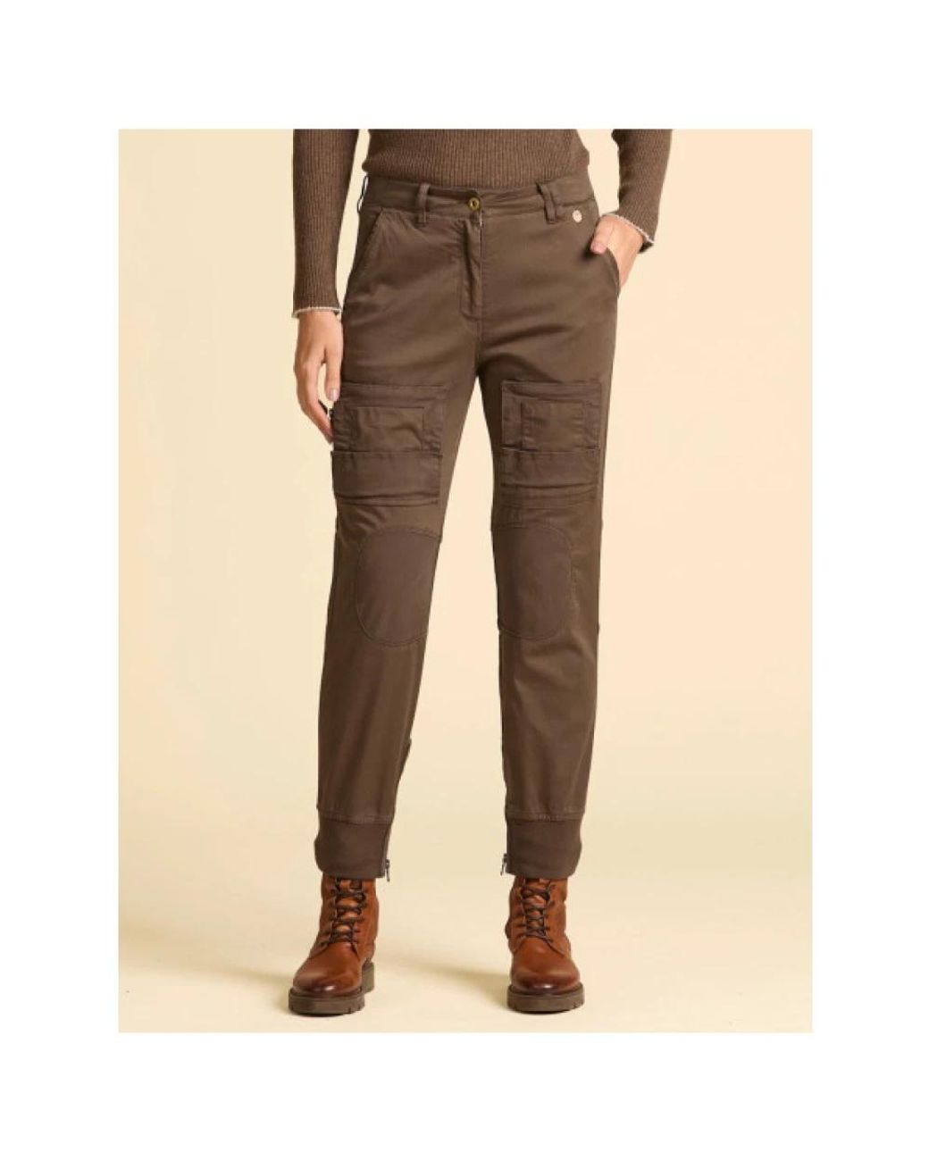 Aeronautica Militare Brown Slim-Fit Trousers
