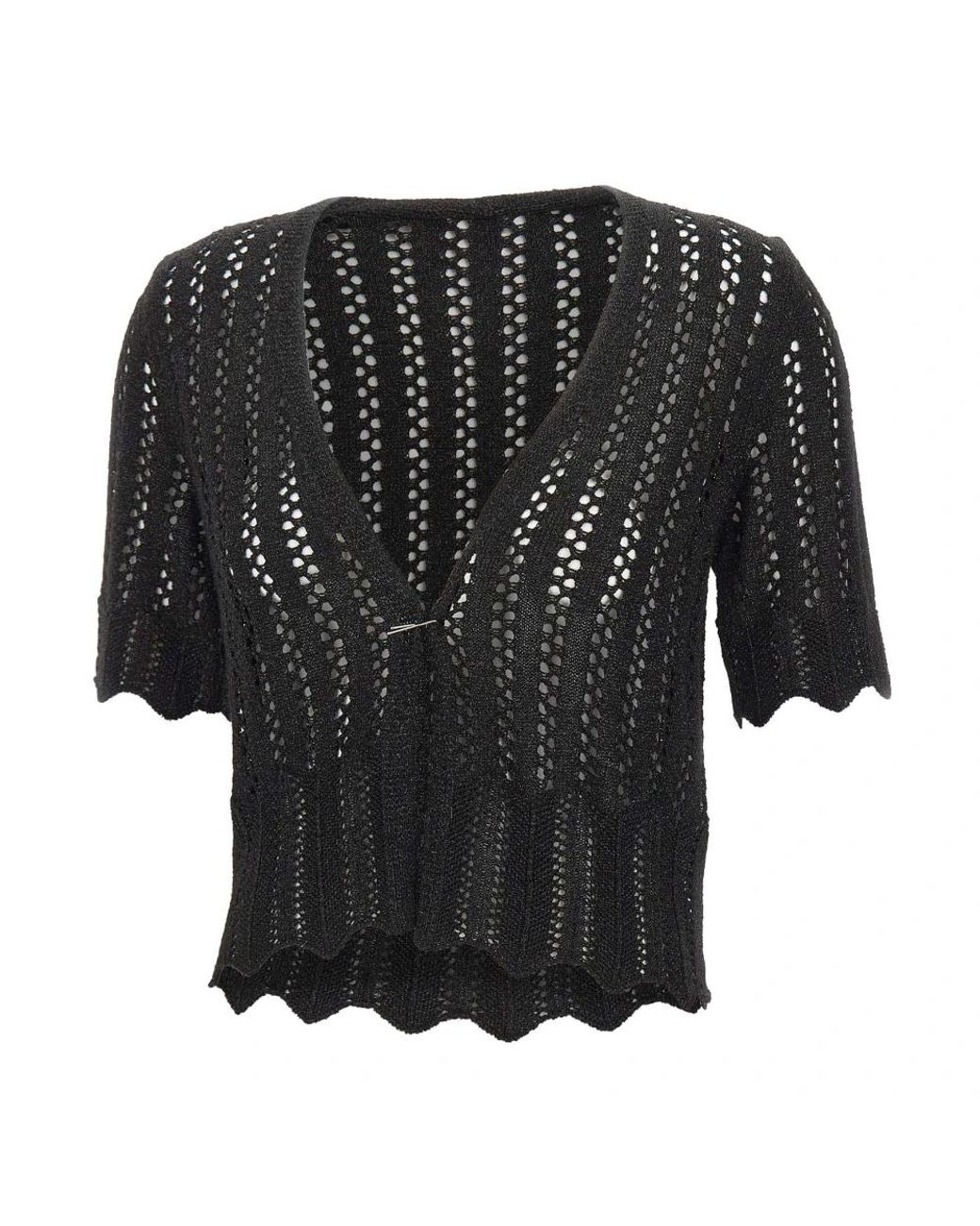 Kaos Openwork Lurex Shrug in het Black