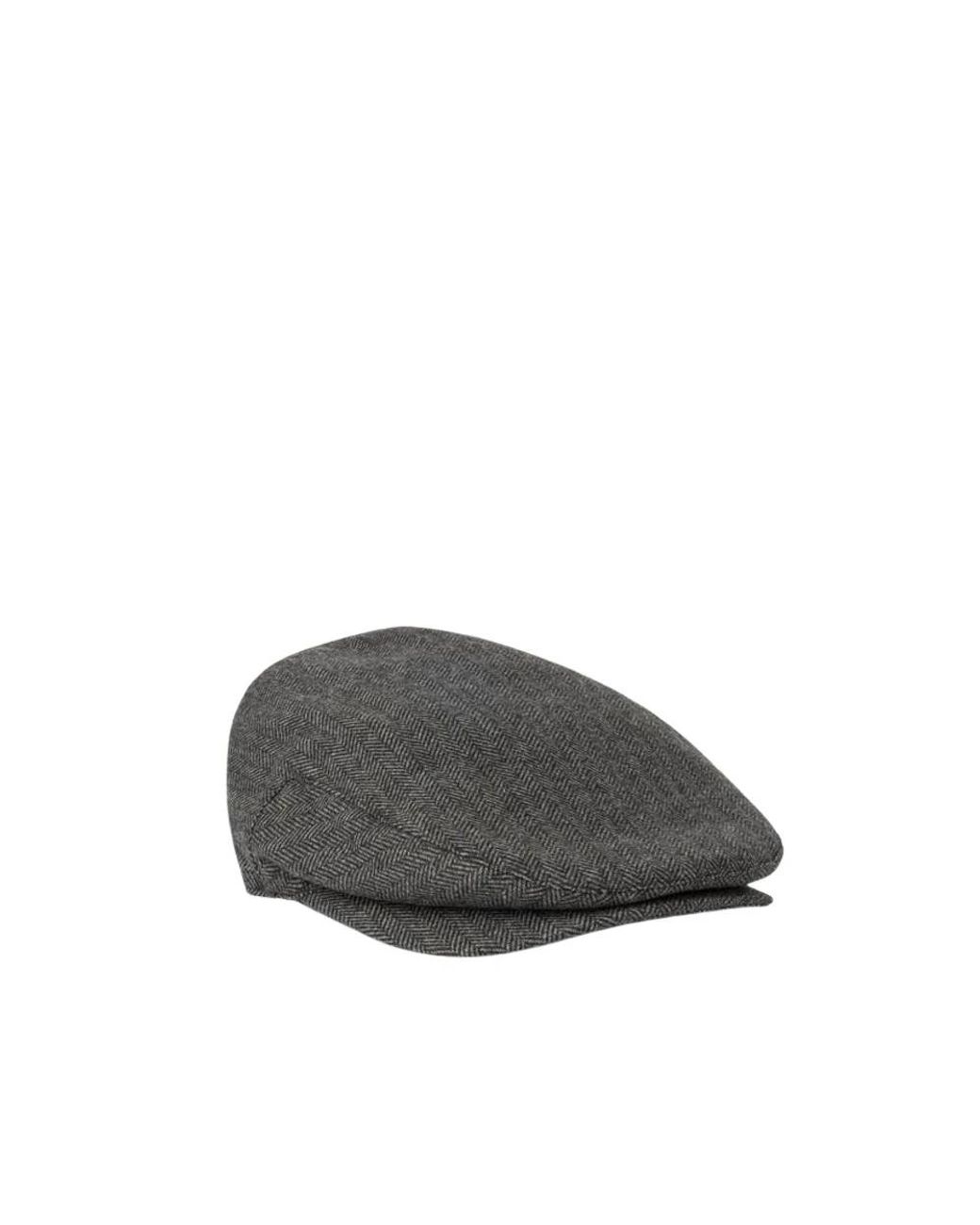 Hackett Accessoires ,Grijs ,Katoen Herringbone Flat Cap in het Gray