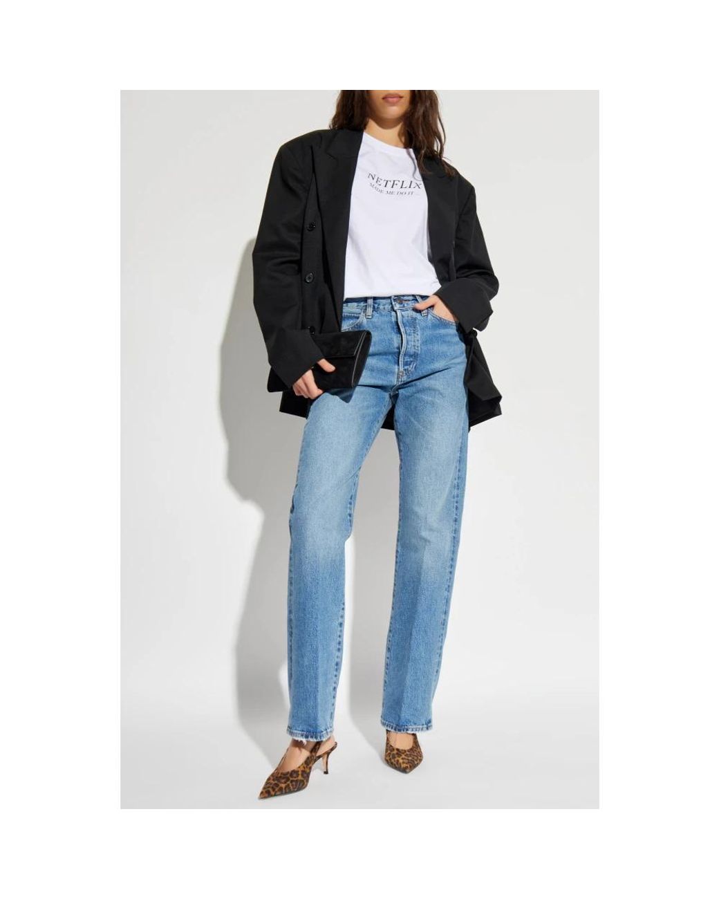 FRAME Blue Straight Jeans